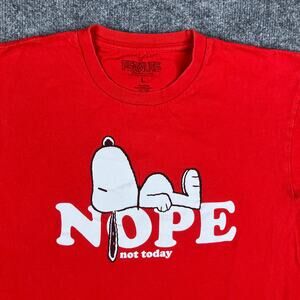 Peanuts T-Shirt Mens L Red Snoopy Nope Not Today Graphic Funny Cartoon Casual